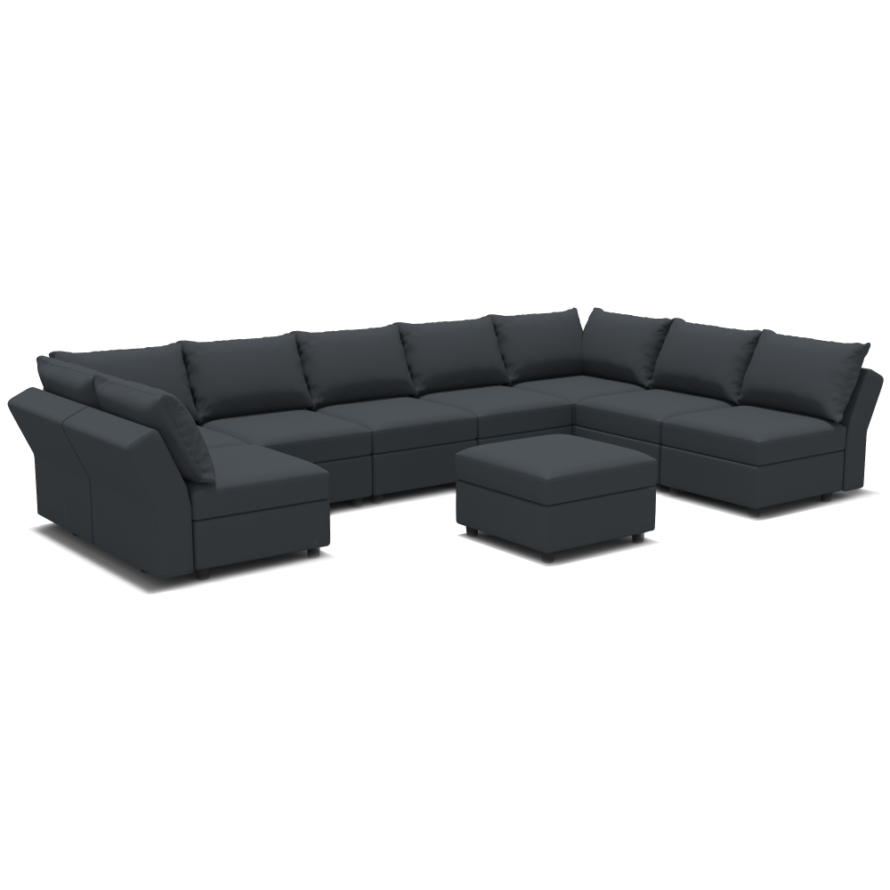 U Shaped 8 Seats +8 Sides Modular Sectional Sofa Sleeper Sofa Flannel Sofa with