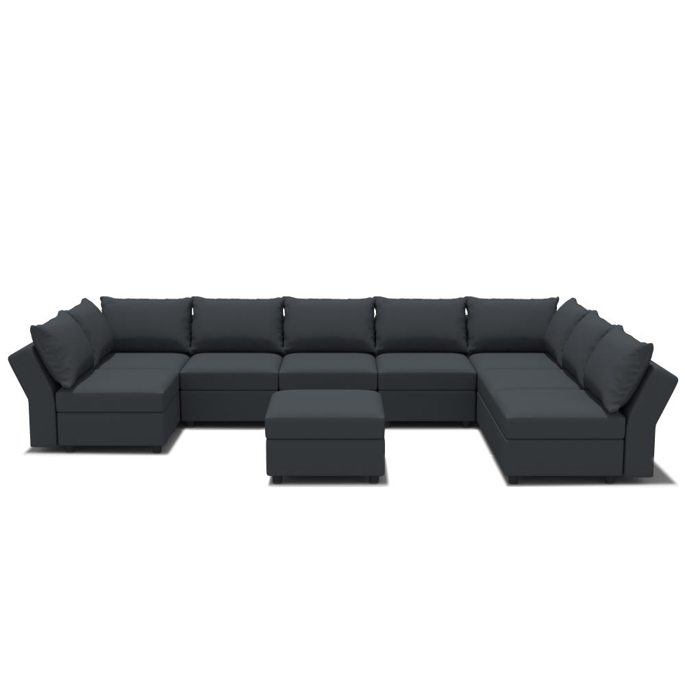 U Shaped 8 Seats +8 Sides Modular Sectional Sofa Sleeper Sofa Flannel Sofa with