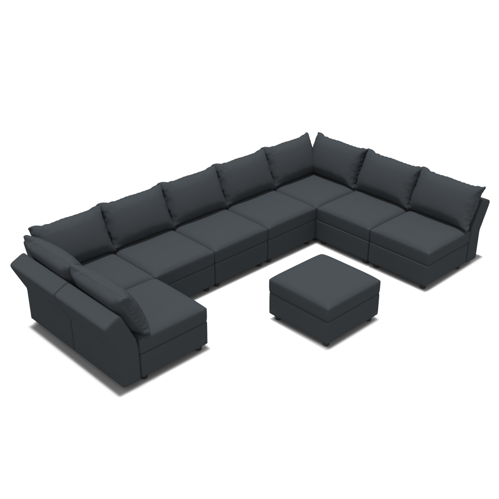 U Shaped 8 Seats +8 Sides Modular Sectional Sofa Sleeper Sofa Flannel Sofa with