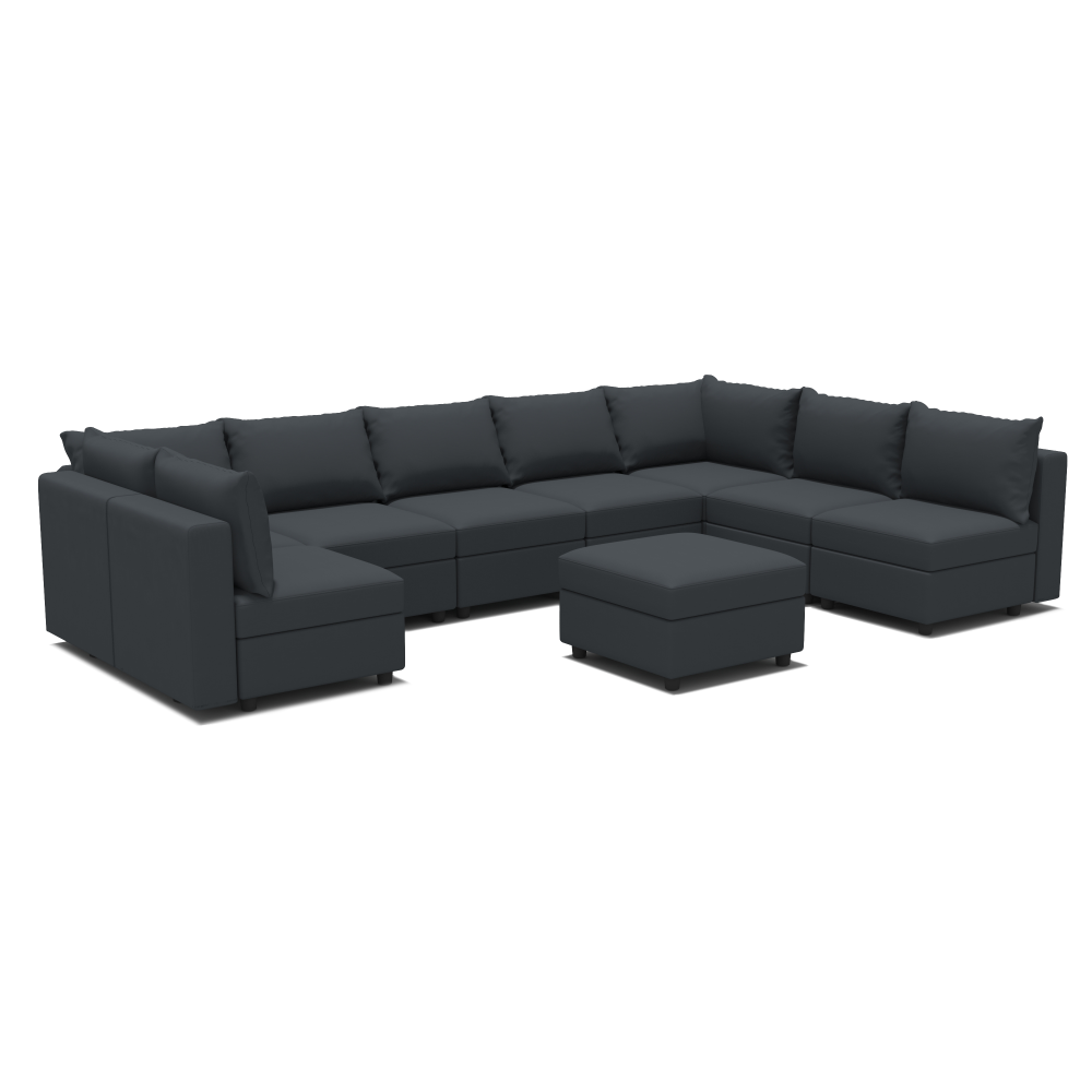 U Shaped 8 Seats +8 Sides Modular Sectional Sofa Sleeper Sofa Flannel Sofa with