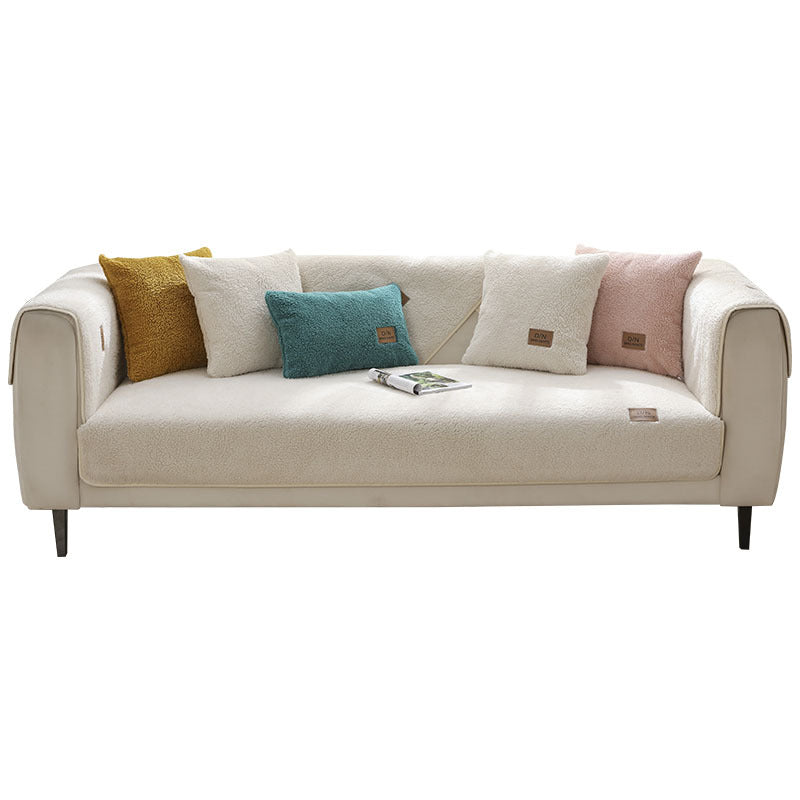 Non-Slip Lamb Fleece Sofa Cover for Winter Comfort