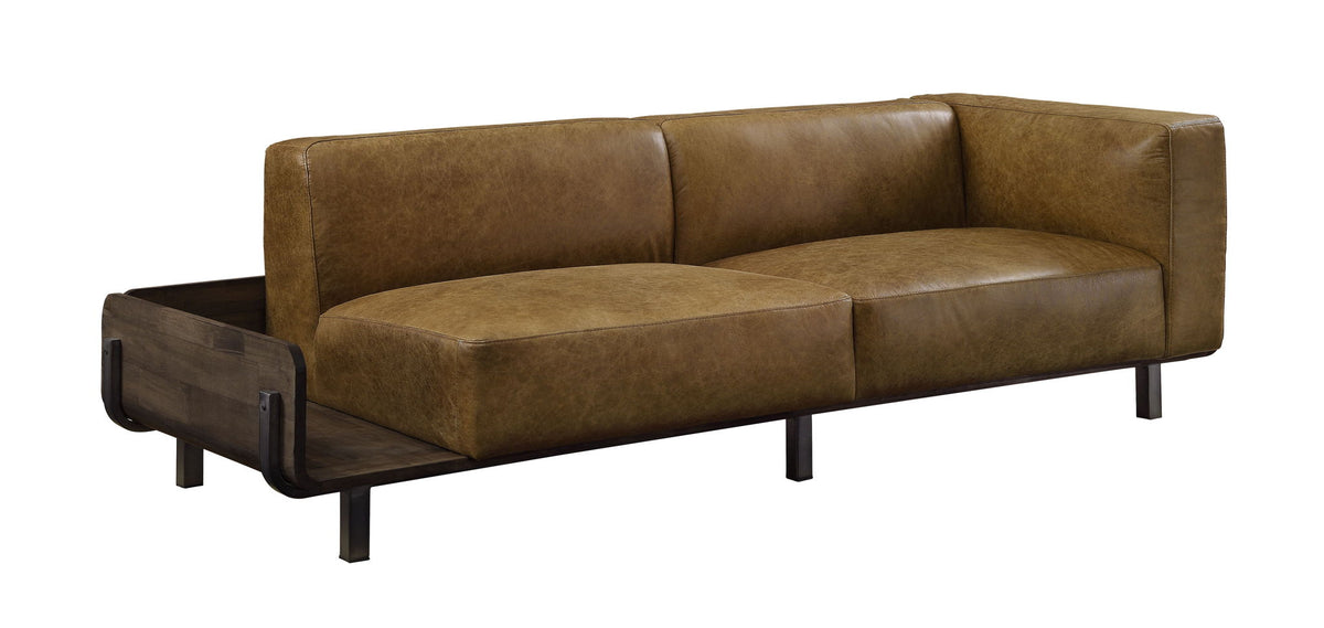 Blanca Chestnut Top-Grain Leather & Rustic Oak Sofa