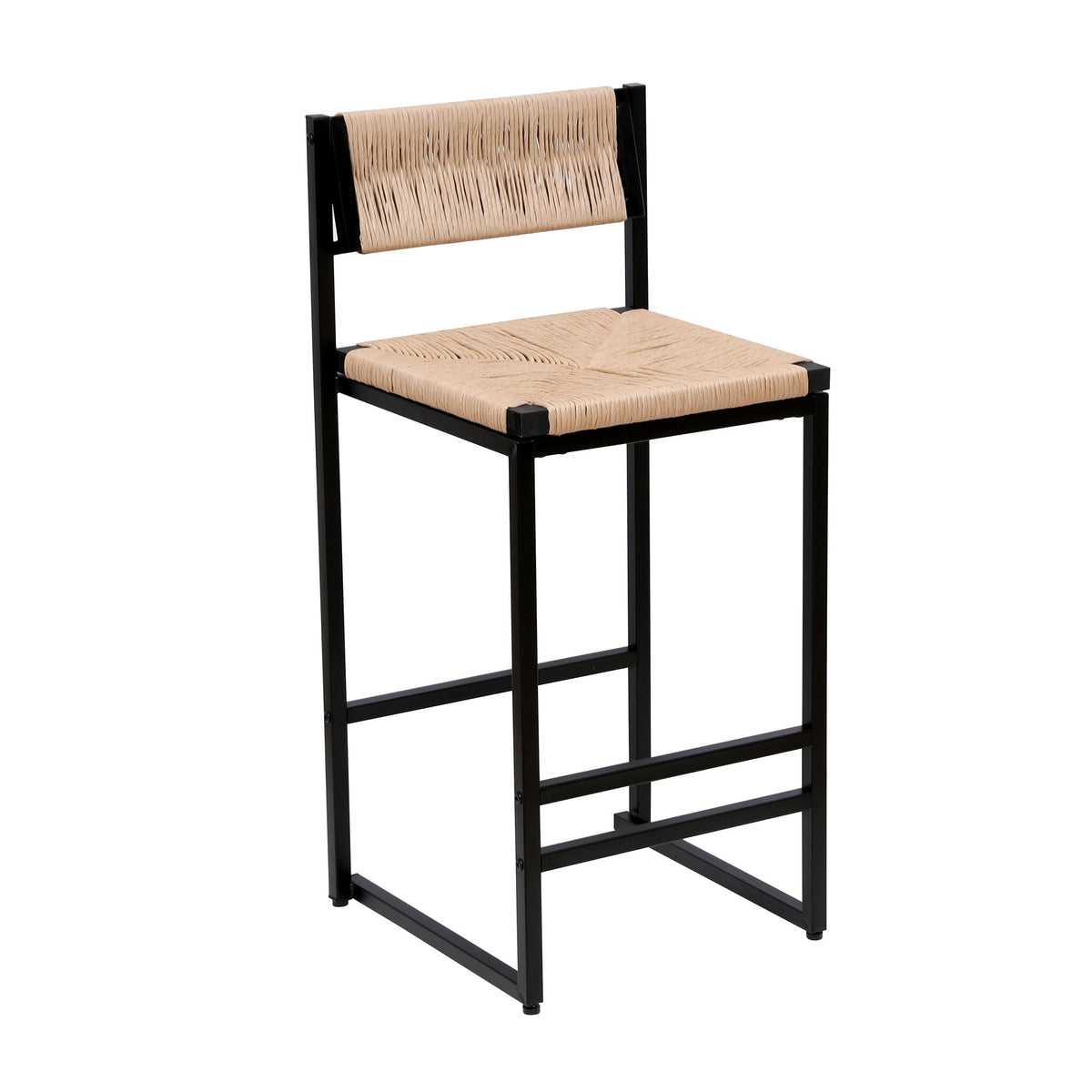Bar Stools Paper Rope Weave Dining Chairs With Back Hand Weave Stools For Kichen