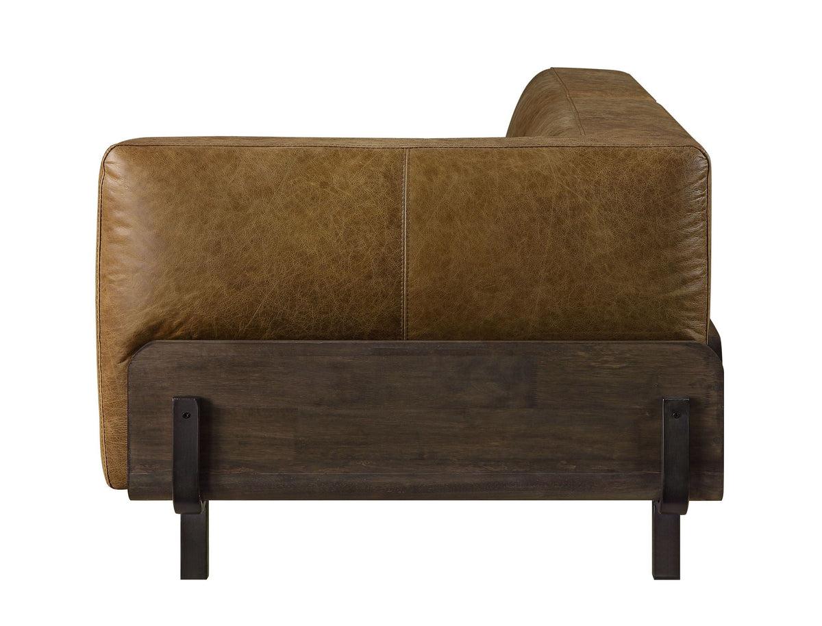 Blanca Chestnut Top-Grain Leather & Rustic Oak Sofa