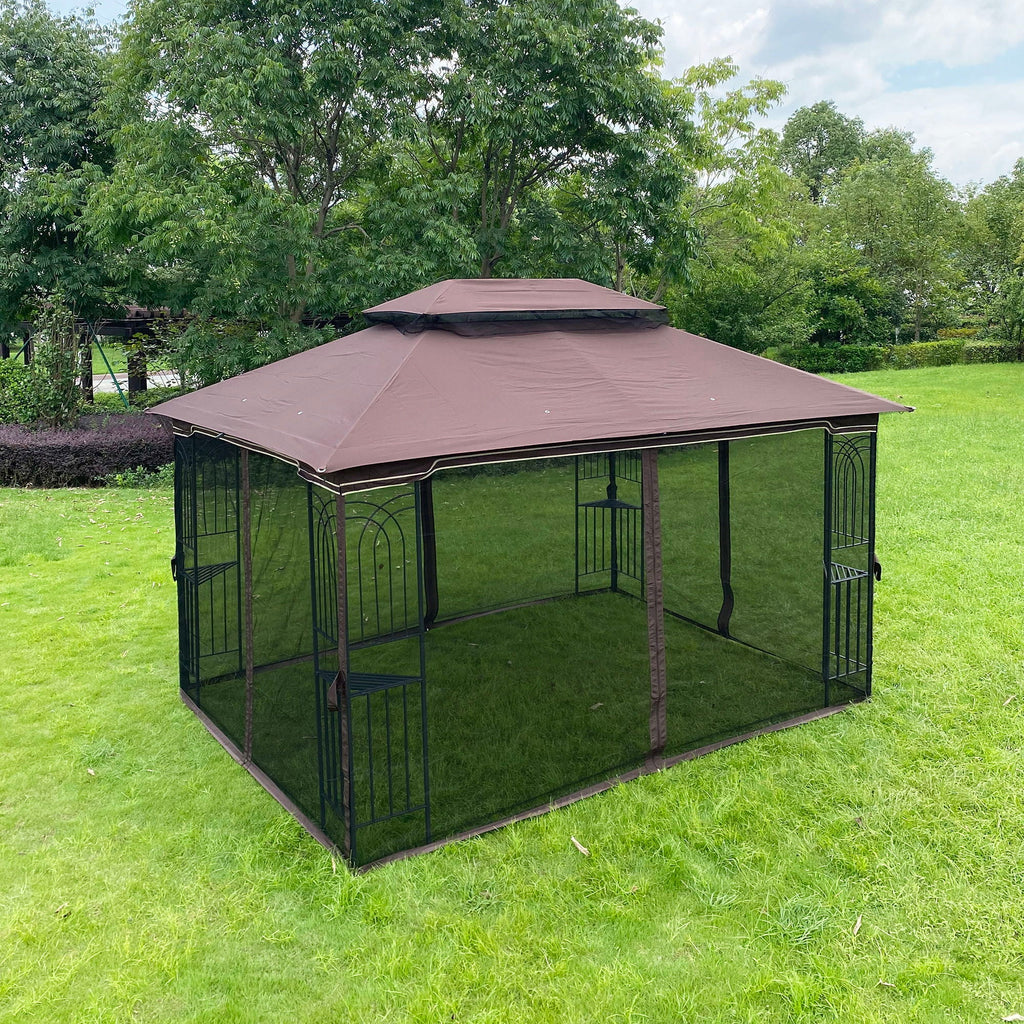 13 0 Outdoor Patio Gazebo Canopy Tent With Ventilated Double Roof And Mosquito Net