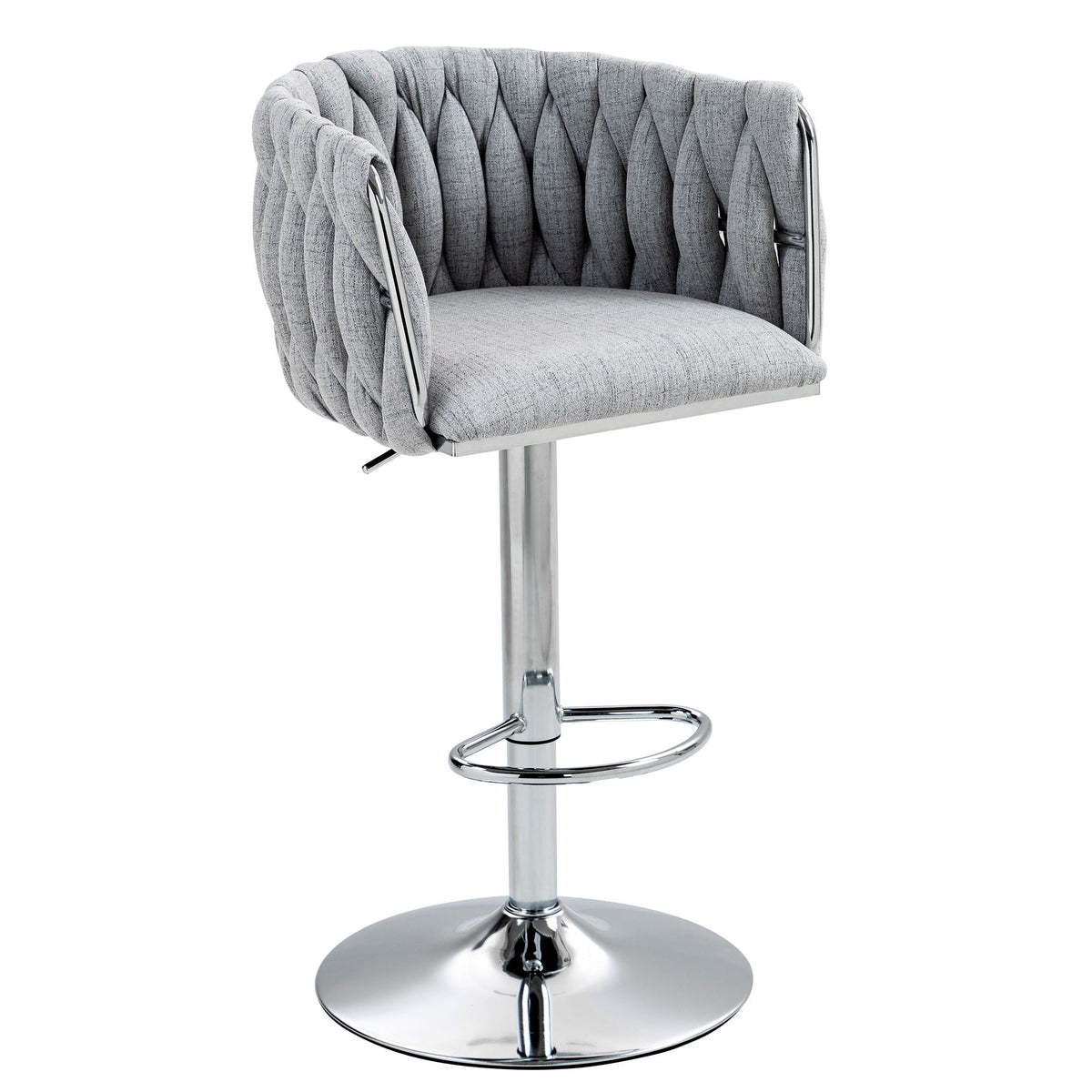 360 Degree Swivel Bar Stools Adjustable Counter Height Bar Chairs With Woven Back &