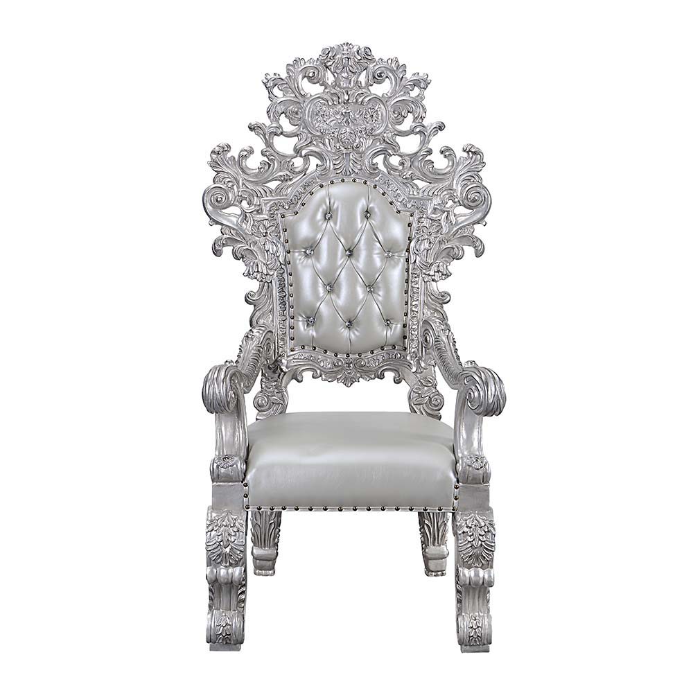 Valkyrie - Arm Chair (Set of 2) - Synthetic Leather & Antique Platinum