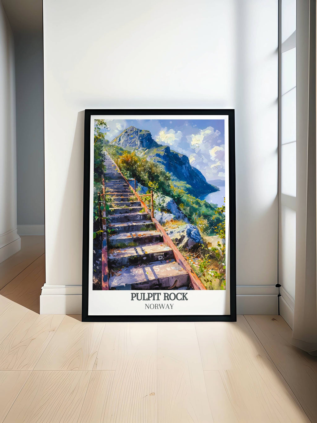 Pulpit Rock Posters - Flørlitrappene Vintage Framed Prints - Norway Living Room