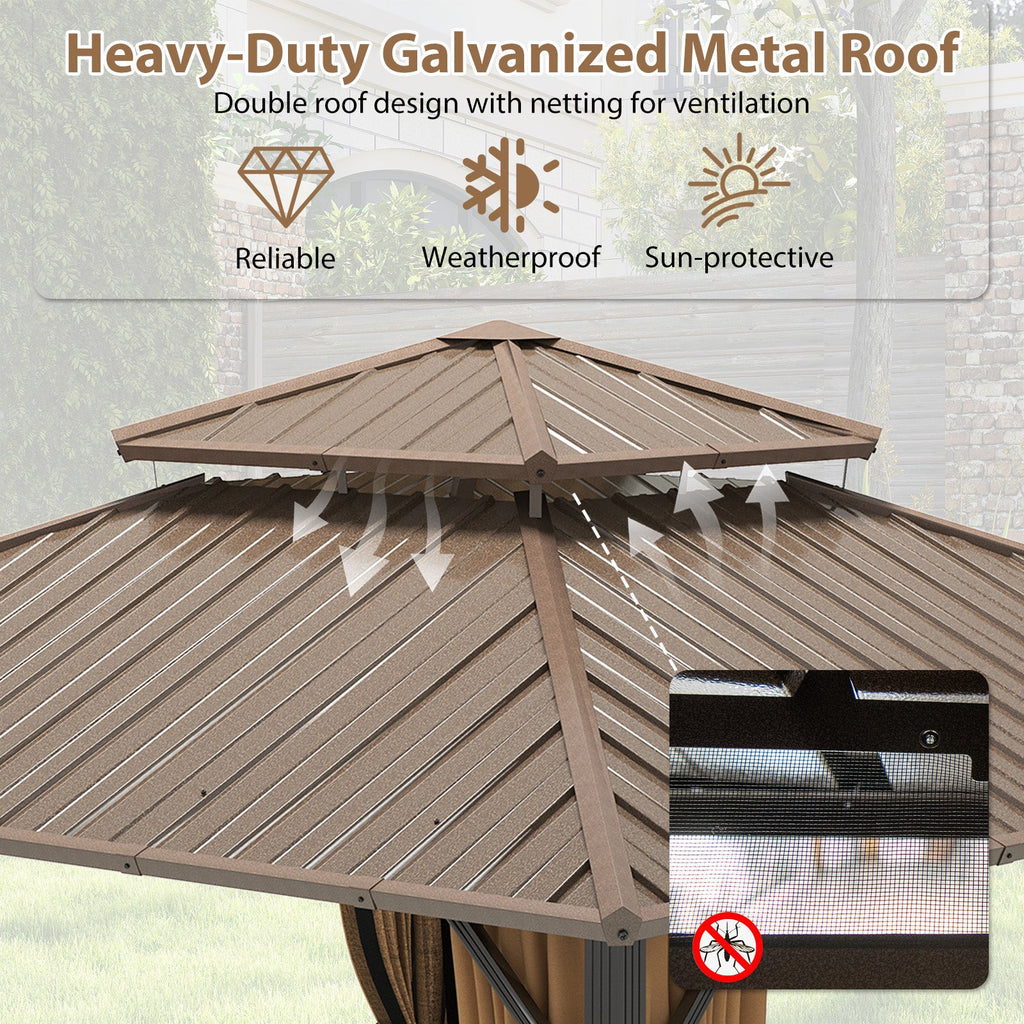 12 x 12 FT Hardtop Gazebo Outdoor Pergola for Patio Garden Deck Lawn Backyard Party