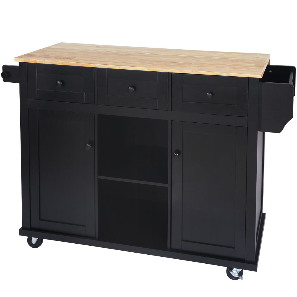 Kitchen trolley with rubber wood leaf countertop