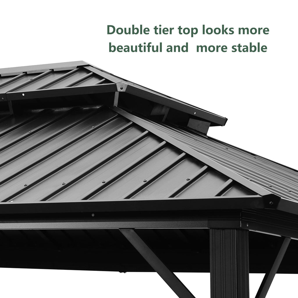 12*16Ft Patio Gabezo Outdoor Canopy with Mosquito with 2200lbs weight capacity of