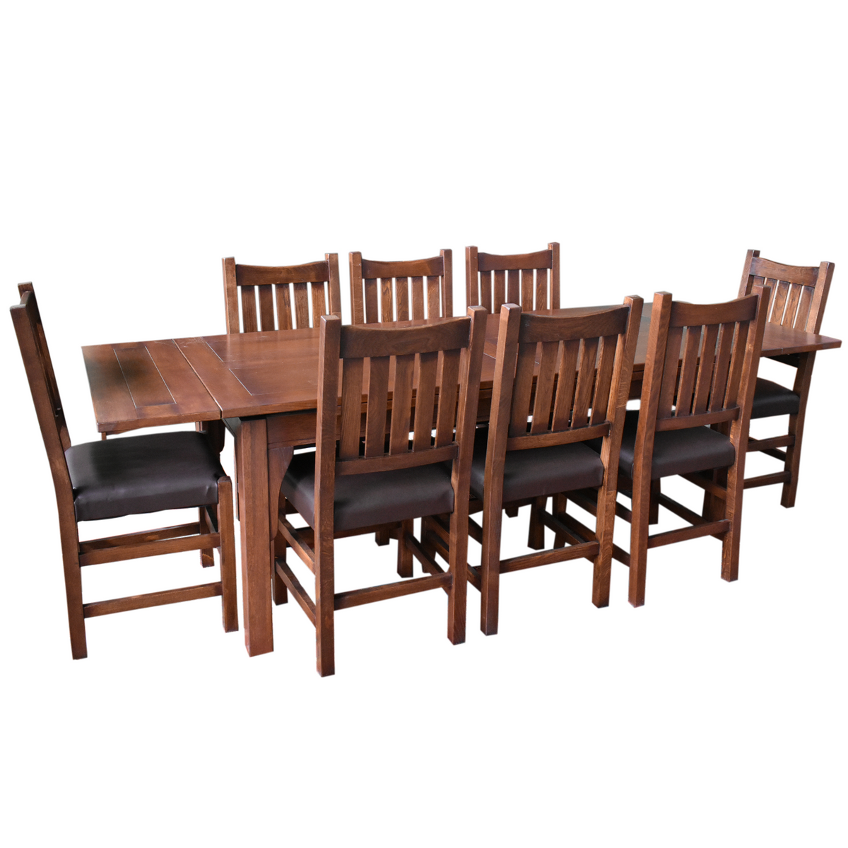 Dark Oak Mission Dining Set with Stow-Leaf Table