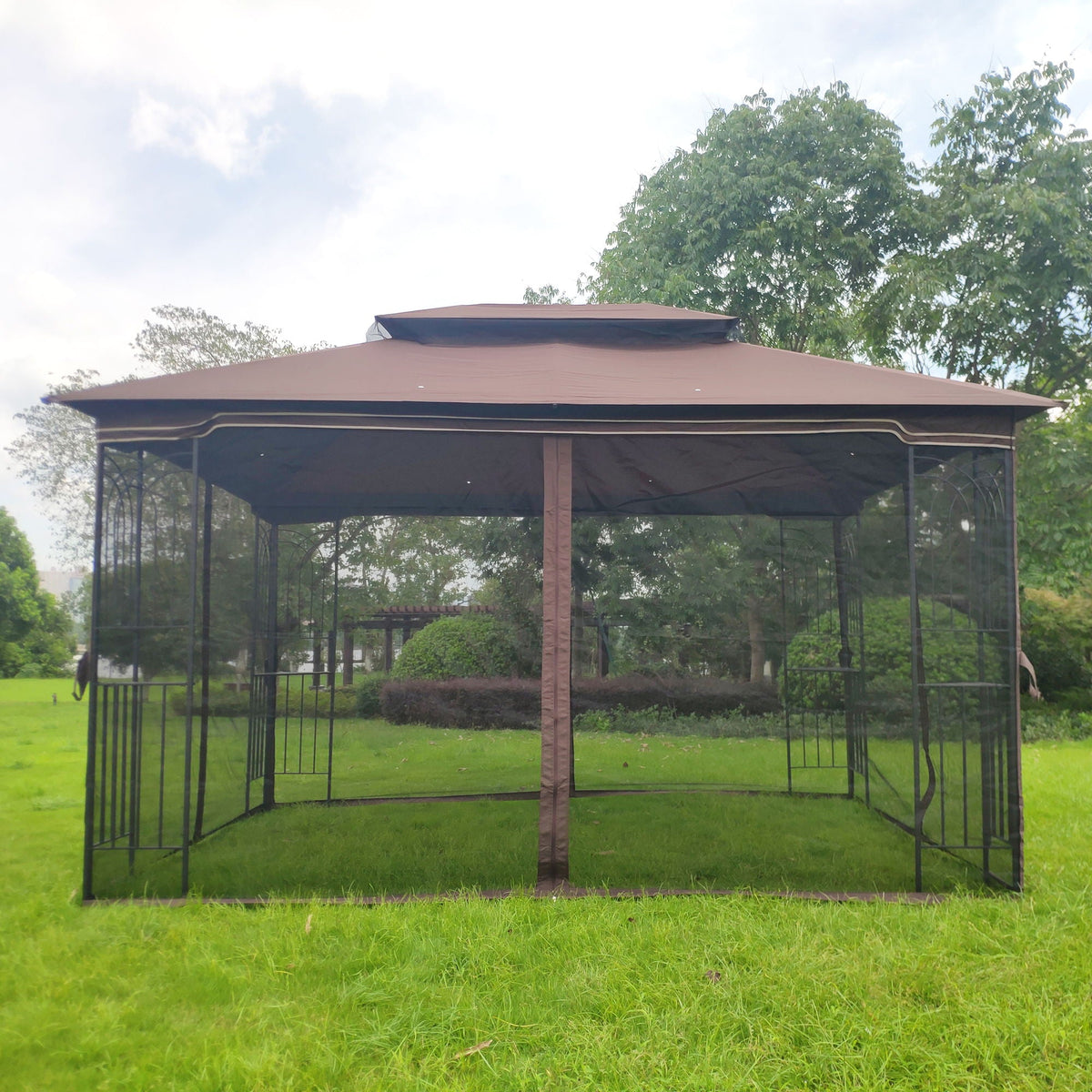13 0 Outdoor Patio Gazebo Canopy Tent With Ventilated Double Roof And Mosquito Net
