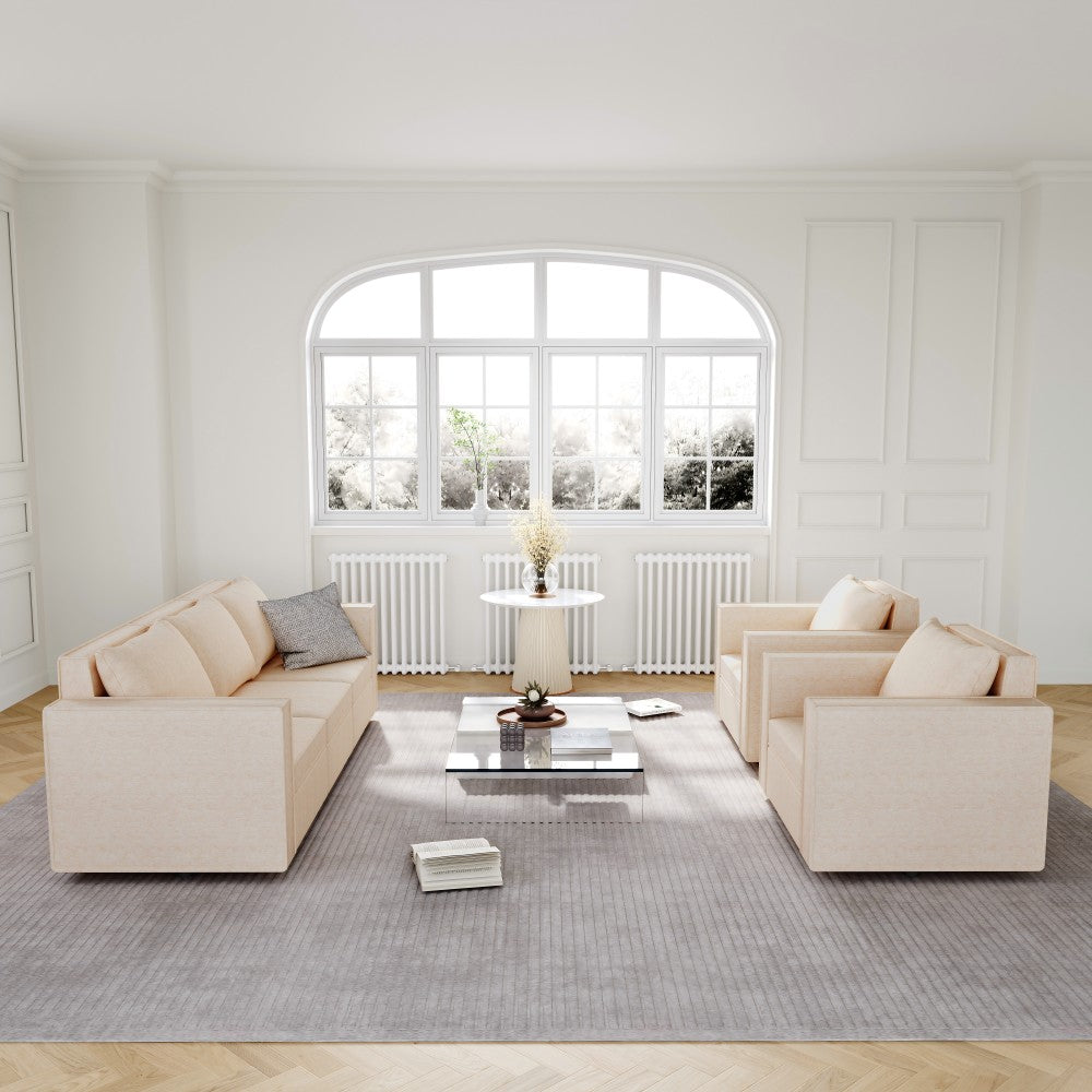 Beige Five-Seat Modular Sleeper Sectional with Storage