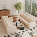 Beige Ten-Seat Modular Sleeper Sofa with Storage