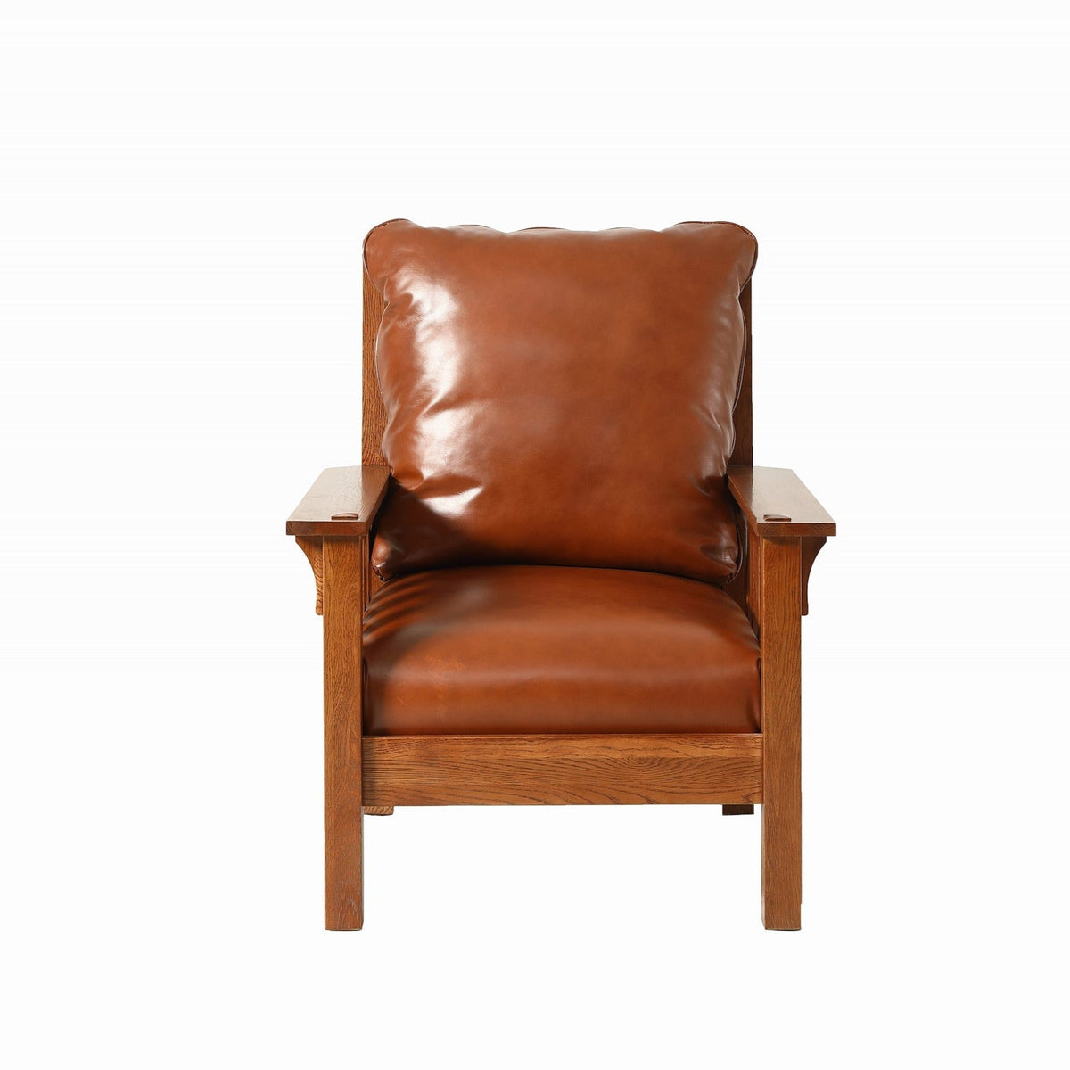 Russet Brown Craftsman Leather & Oak Armchair