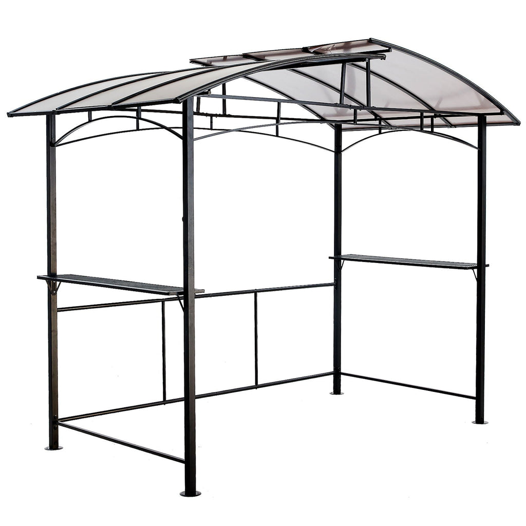 Steel Hardtop Grill Gazebo with Side Shelves