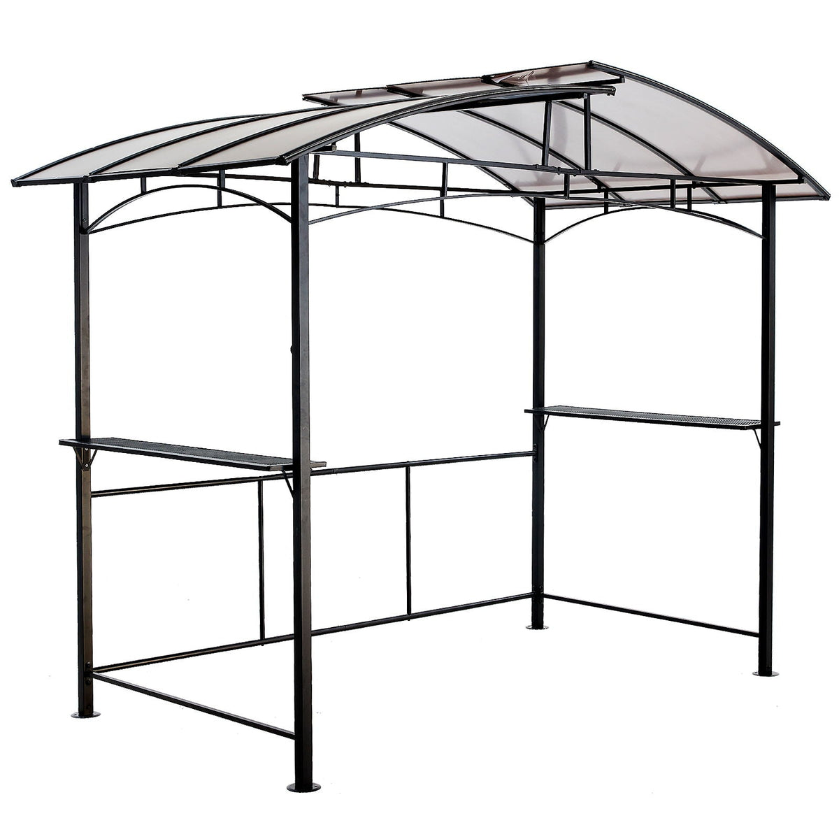 Steel Hardtop Grill Gazebo with Side Shelves
