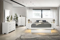 Jessica Snow White Six-Piece Queen LED Bedroom Set