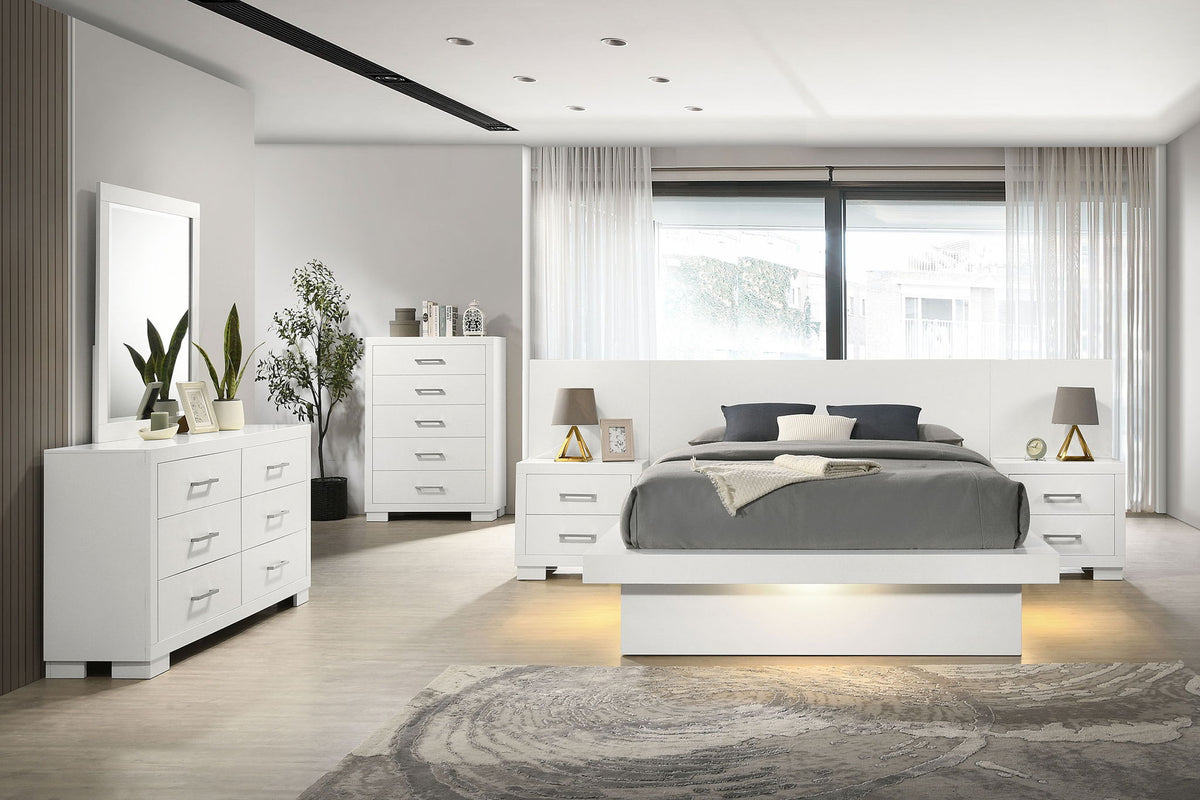 Jessica Snow White Six-Piece Queen LED Bedroom Set