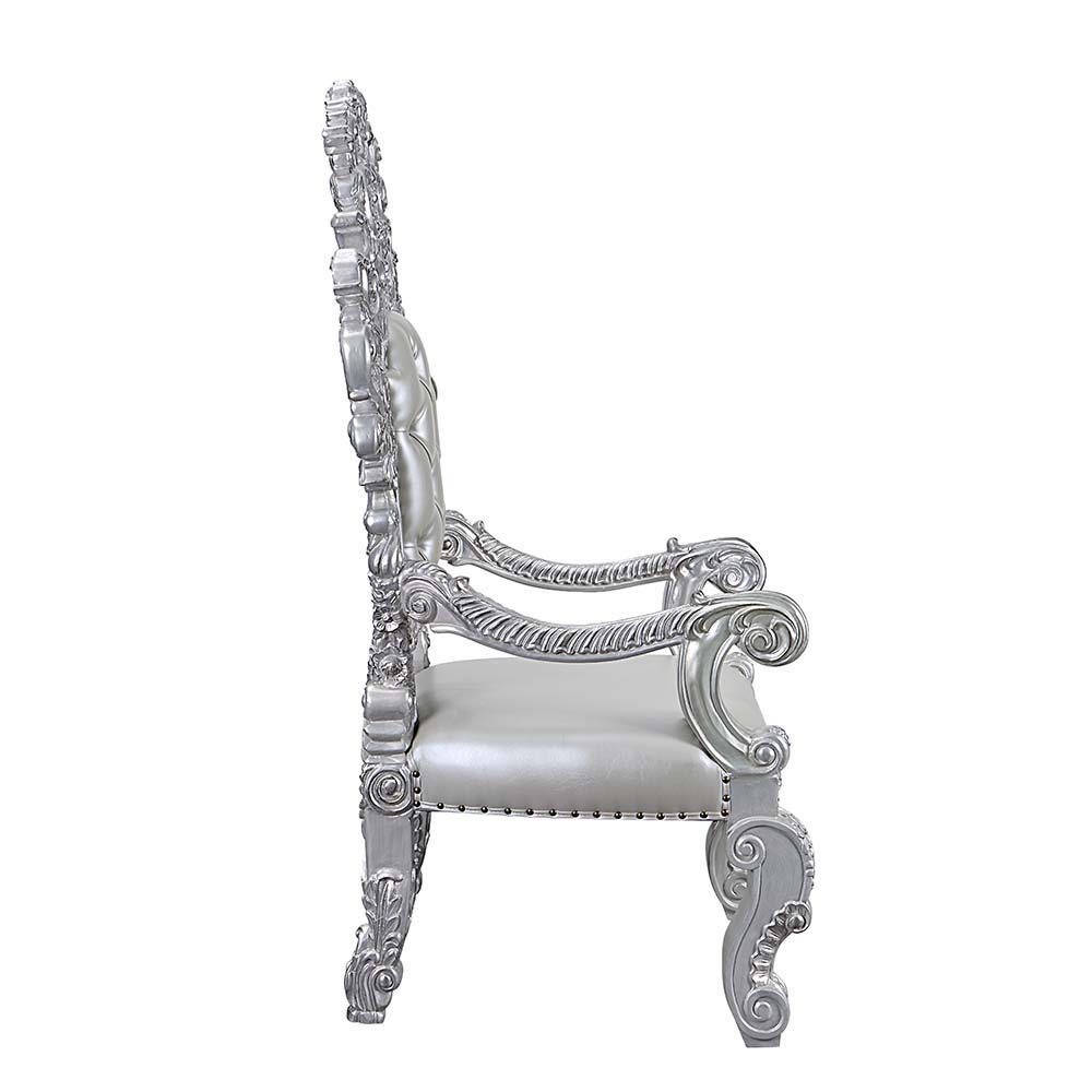 Valkyrie - Arm Chair (Set of 2) - Synthetic Leather & Antique Platinum