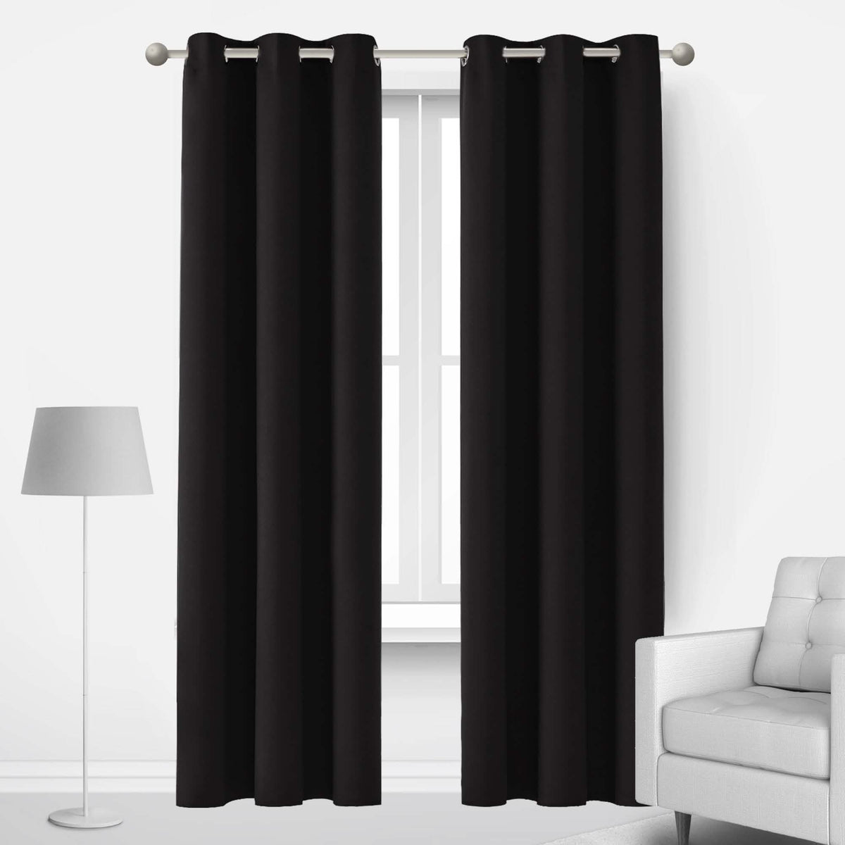 Thermal Blackout Grommet Curtains, Set of Two