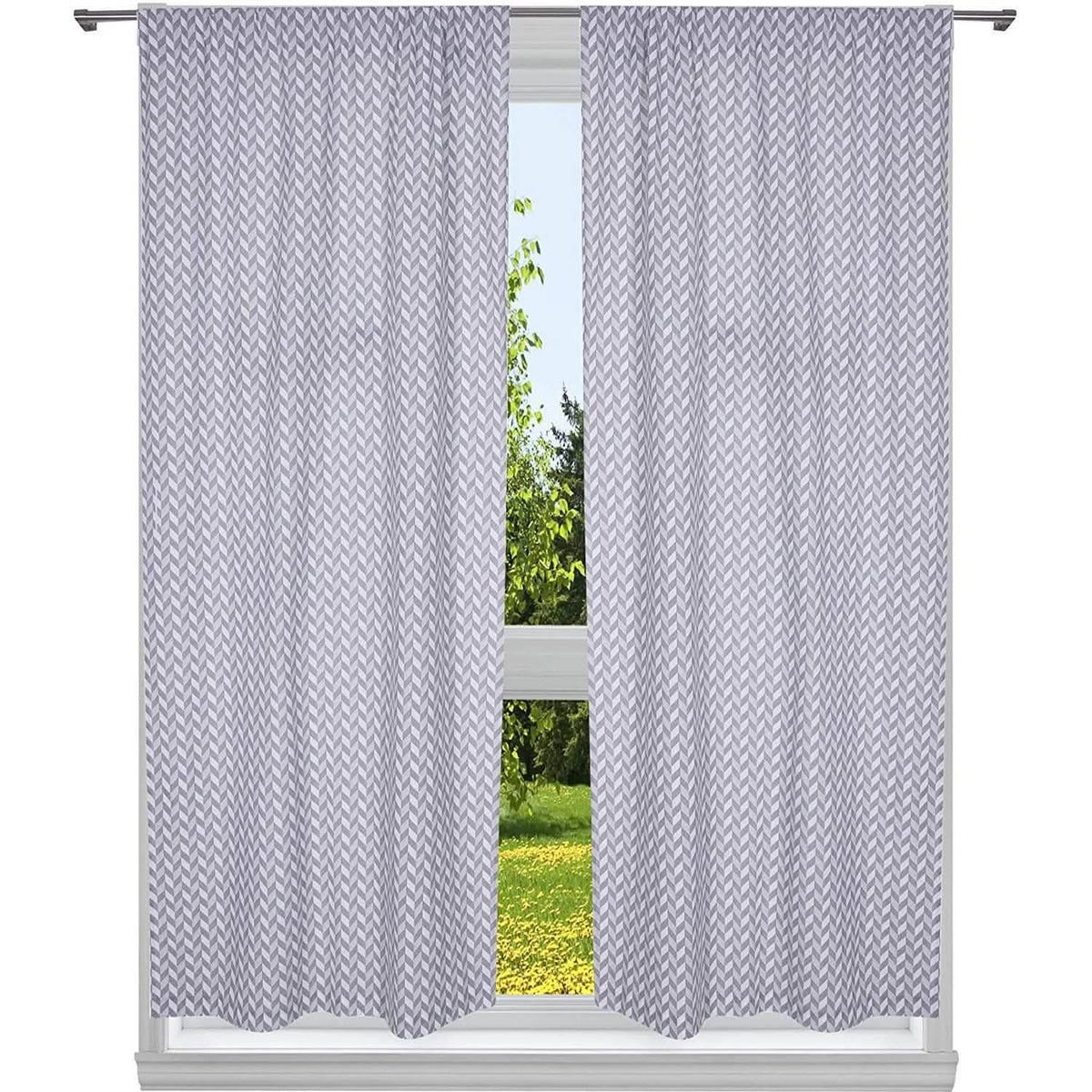 Cotton Chevron Blackout Curtains, Set of Two