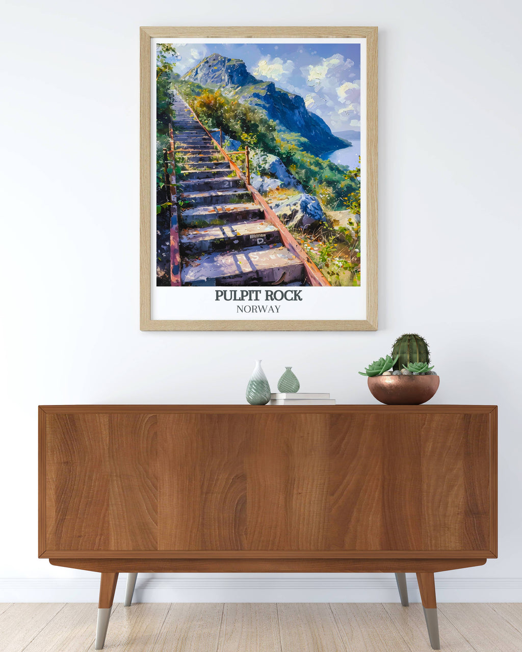 Pulpit Rock Posters - Flørlitrappene Vintage Framed Prints - Norway Living Room