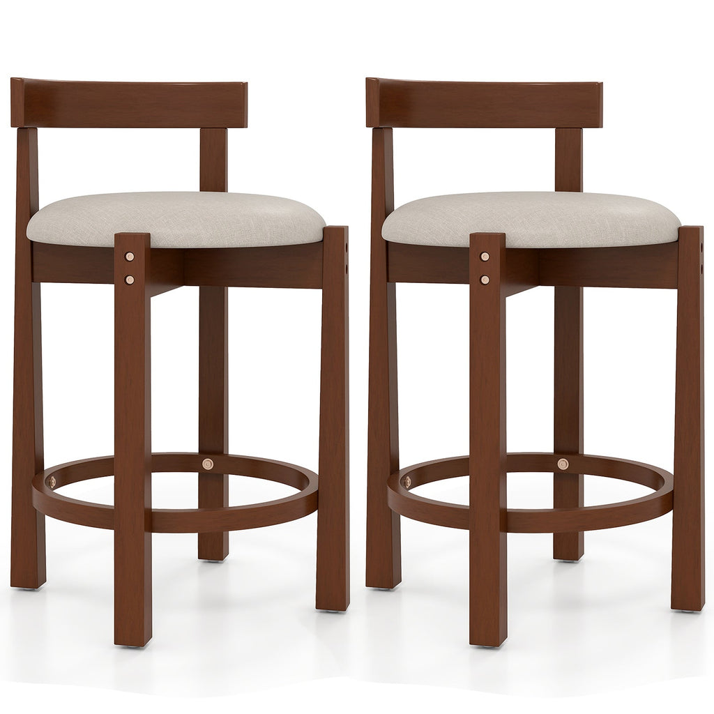 Beige 24-Inch Counter-Height Bar Stools, Set of 2