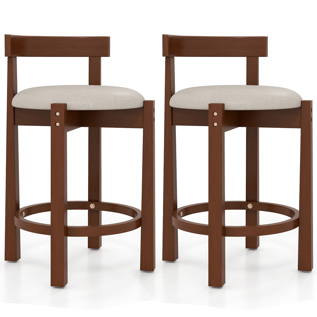 Beige 24-Inch Counter-Height Bar Stools, Set of 2