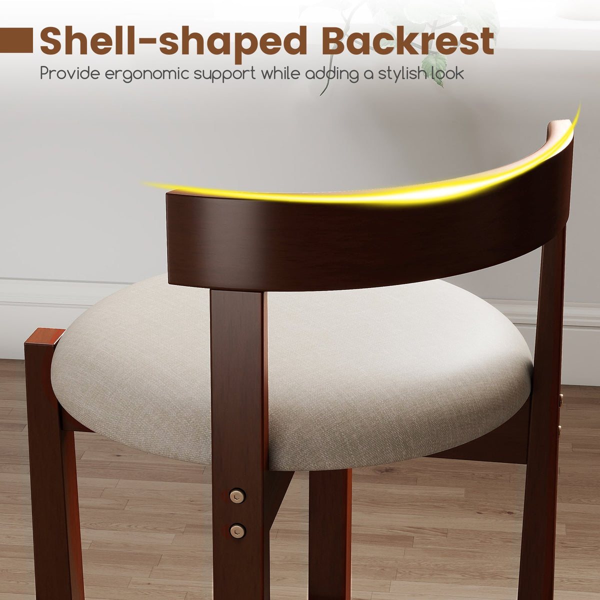 Beige 24-Inch Counter-Height Bar Stools, Set of 2
