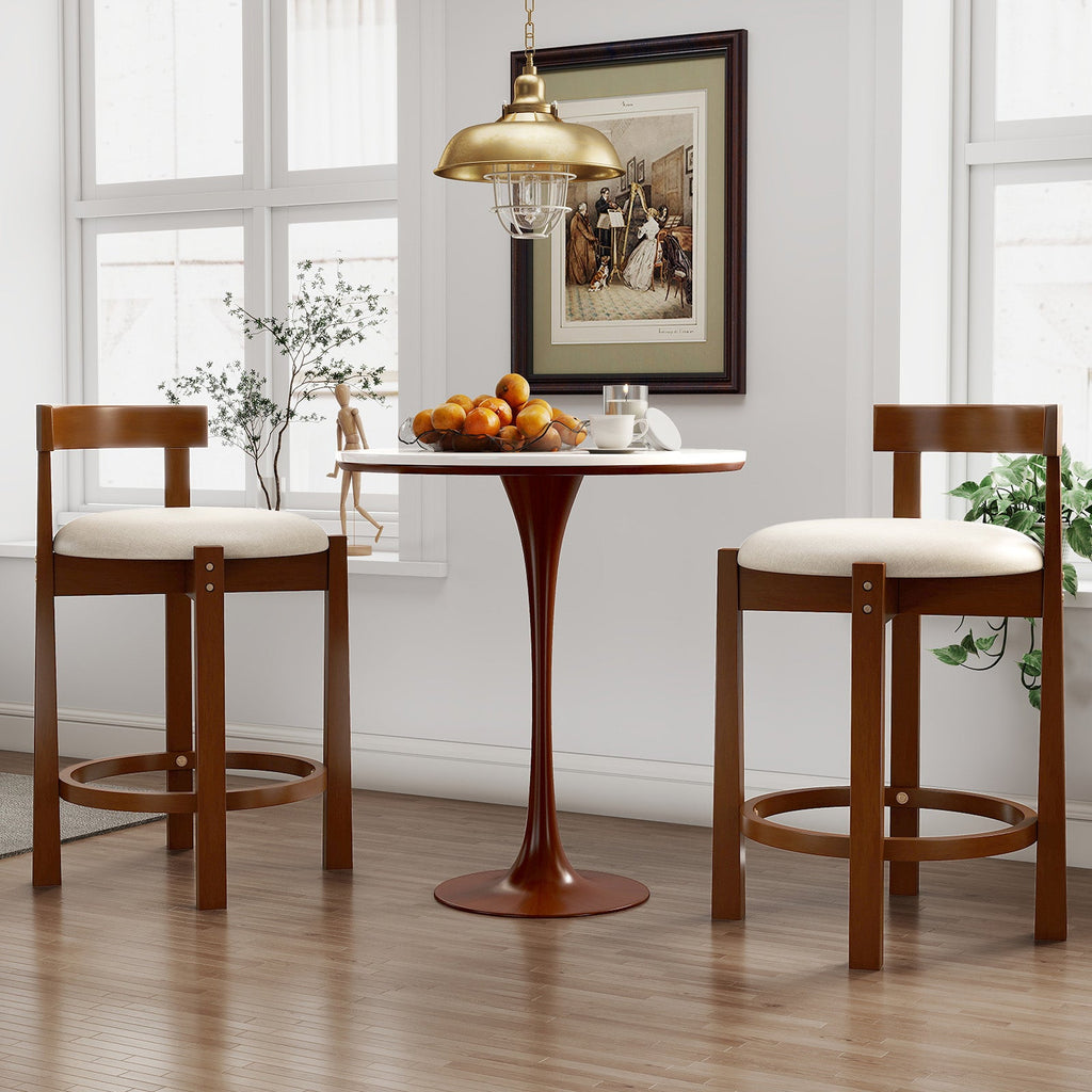 Beige 24-Inch Counter-Height Bar Stools, Set of 2