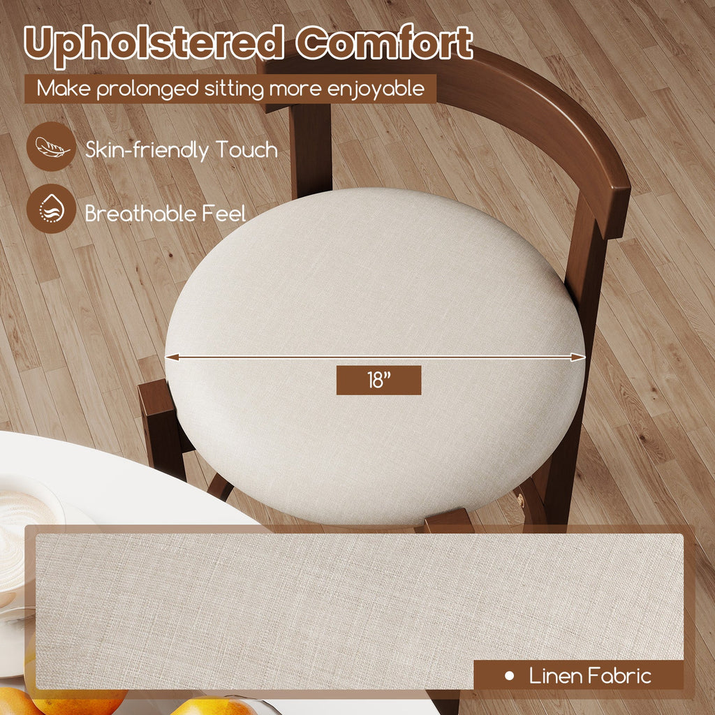 Beige 24-Inch Counter-Height Bar Stools, Set of 2