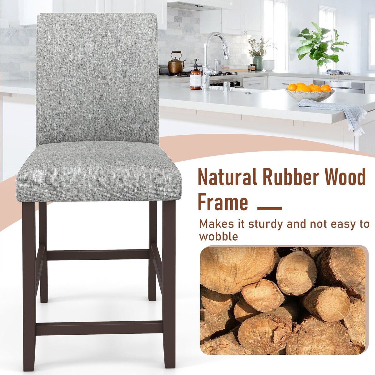 25 Inch Counter Height Set of 2 Bar Stools