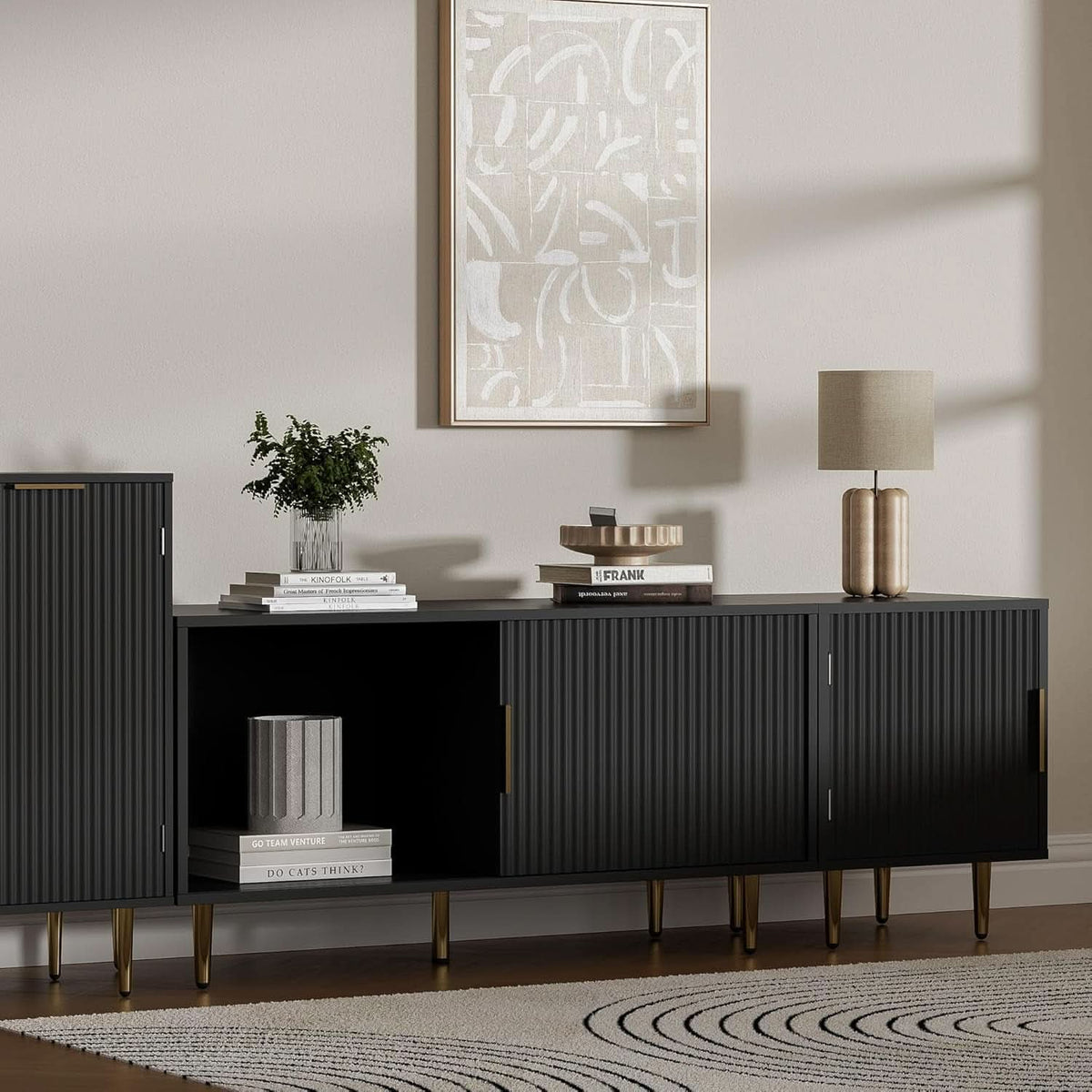 Black 65-Inch TV Stand & Entertainment Center