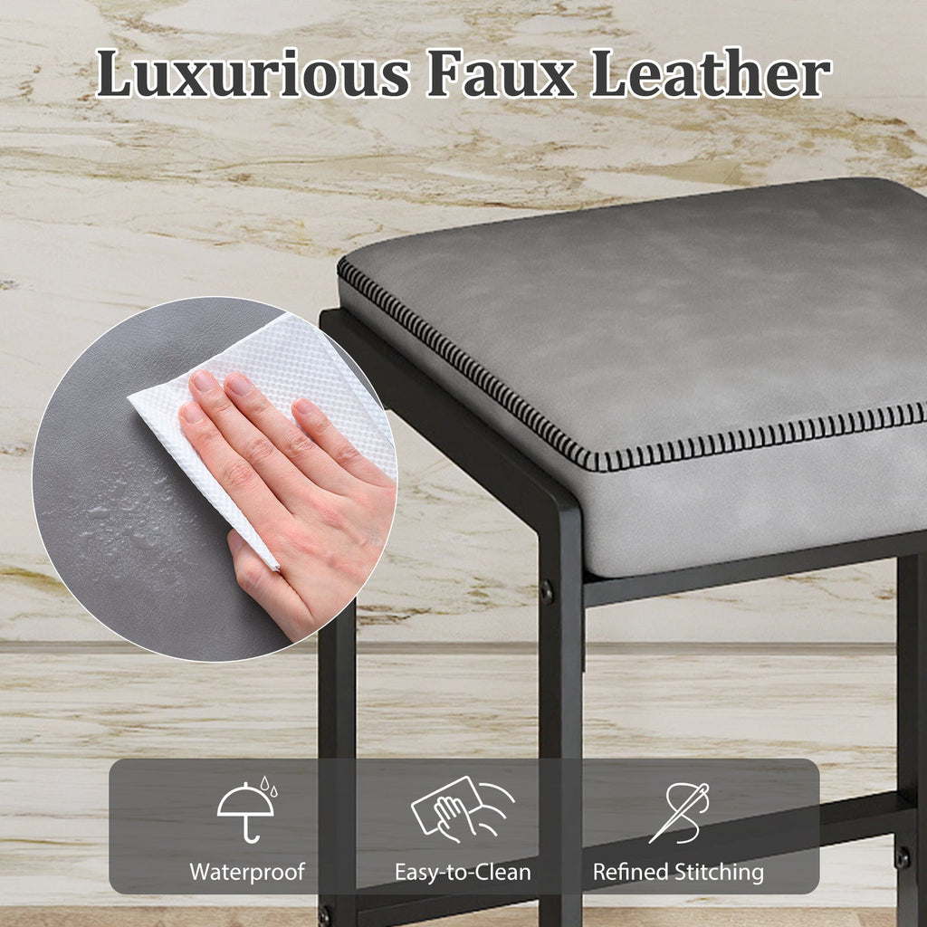 26 inch Bar Stools Set of 4 Counter Height Barstools with Faux Leather Upholstered