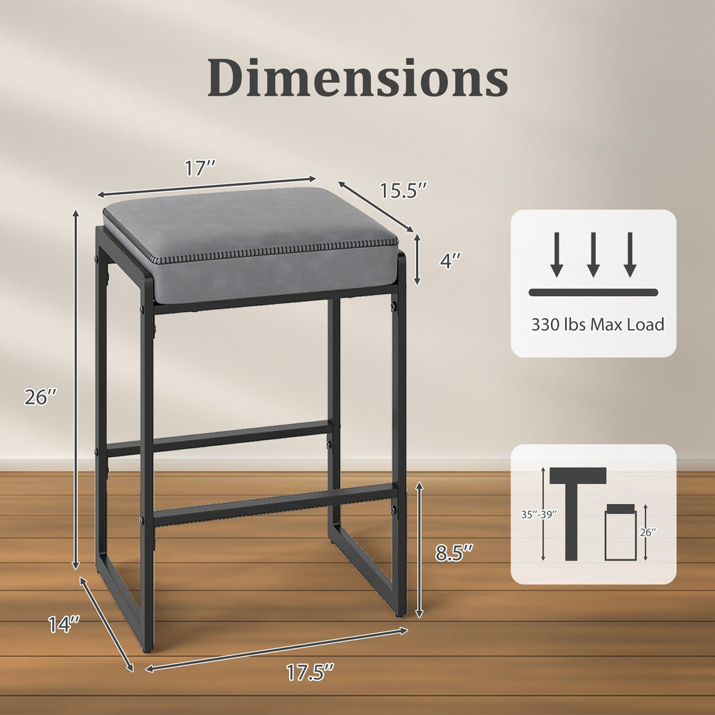 26 inch Bar Stools Set of 4 Counter Height Barstools with Faux Leather Upholstered