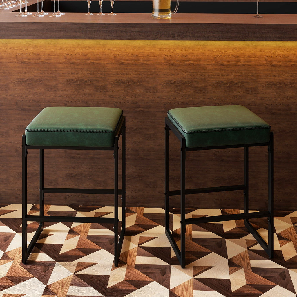 26 inch Bar Stools Set of 4 Counter Height Barstools with Faux Leather Upholstered
