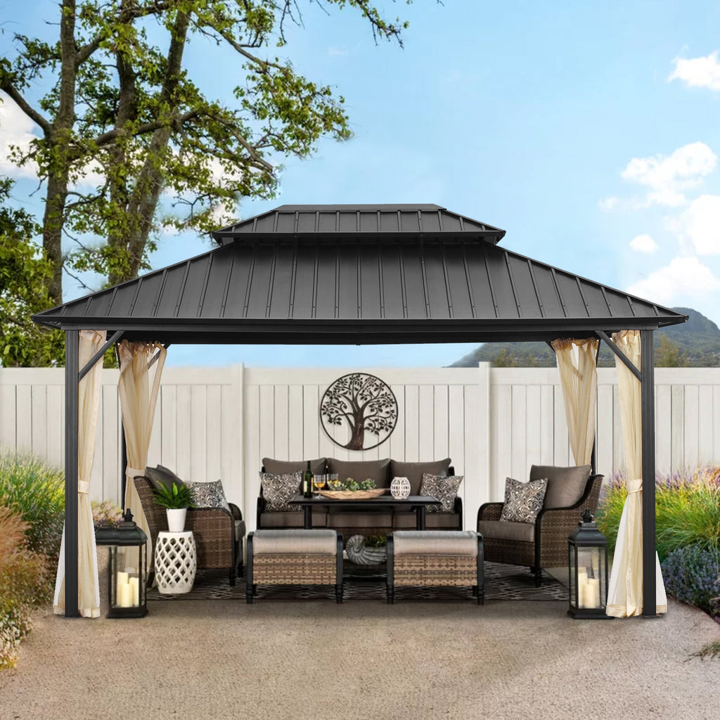 12*16Ft Patio Gabezo Outdoor Canopy with Mosquito with 2200lbs weight capacity of