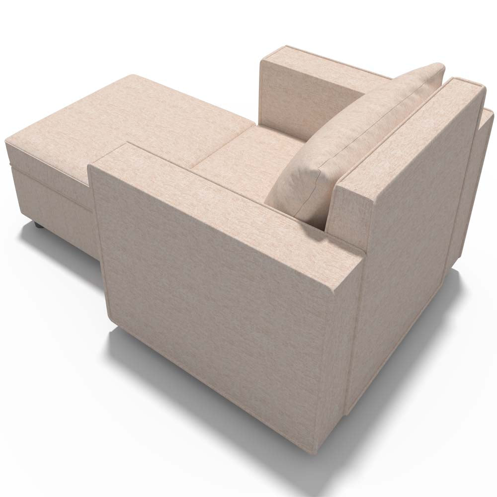 Beige Two-Seat Modular Sleeper Sofa with Storage