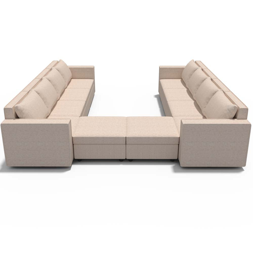 Beige Ten-Seat Modular Sleeper Sofa with Storage