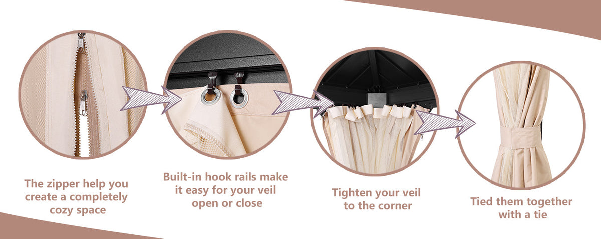 12*16Ft Patio Gabezo Outdoor Canopy with Mosquito with 2200lbs weight capacity of