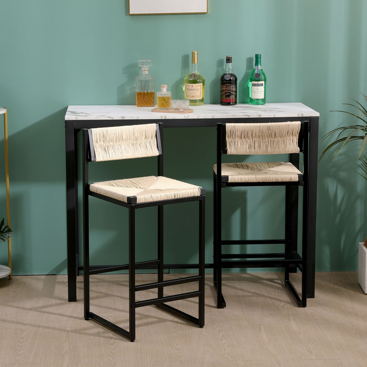 Bar Stools Paper Rope Weave Dining Chairs With Back Hand Weave Stools For Kichen
