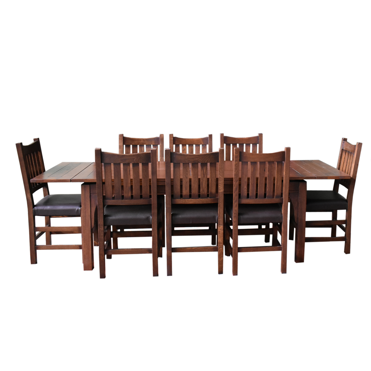 Dark Oak Mission Dining Set with Stow-Leaf Table