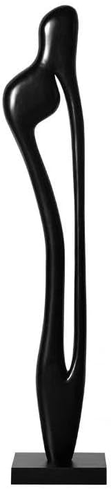 Black Abstract Wood Figure Sculpture, Modern Floor Art Decor, 53.1 Inch