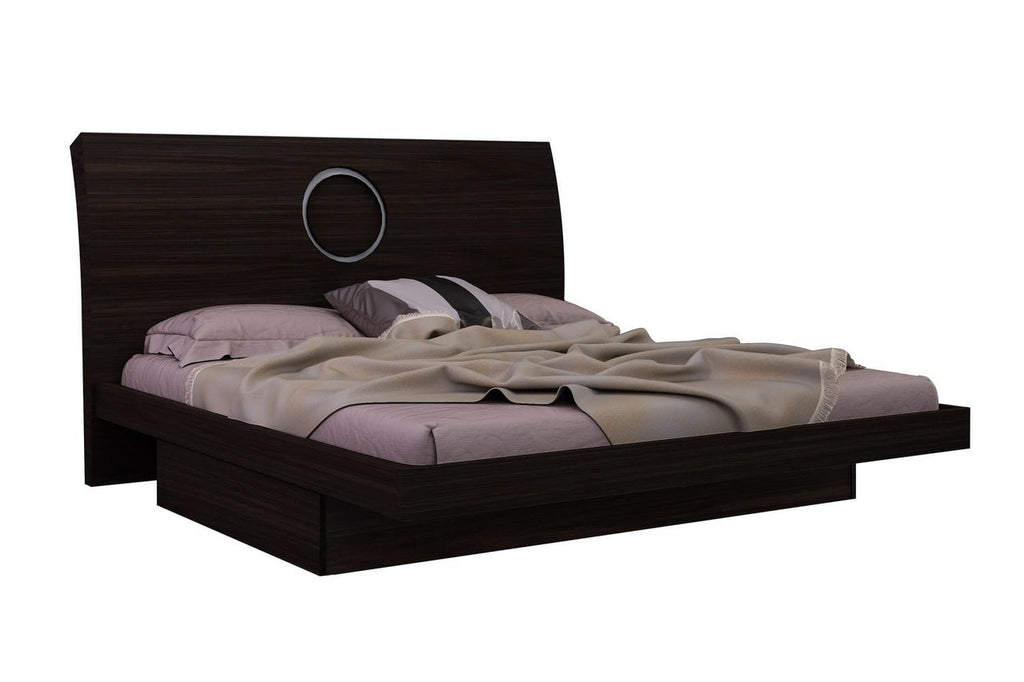 Four-Piece Brown Solid Wood Bedroom Set with Mirror