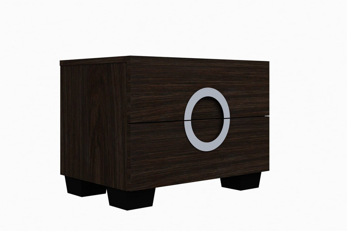 Four-Piece Brown Solid Wood Bedroom Set with Mirror