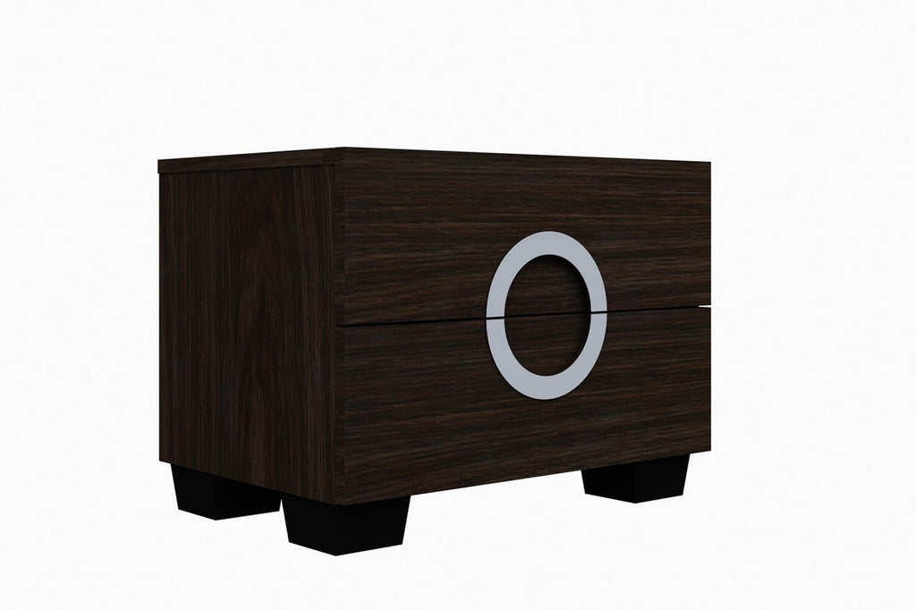 Four-Piece Brown Solid Wood Bedroom Set with Mirror