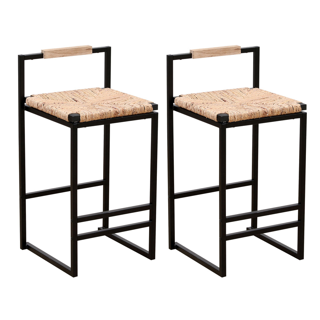 Water Hyacinth Woven Bar Stools With Back Support