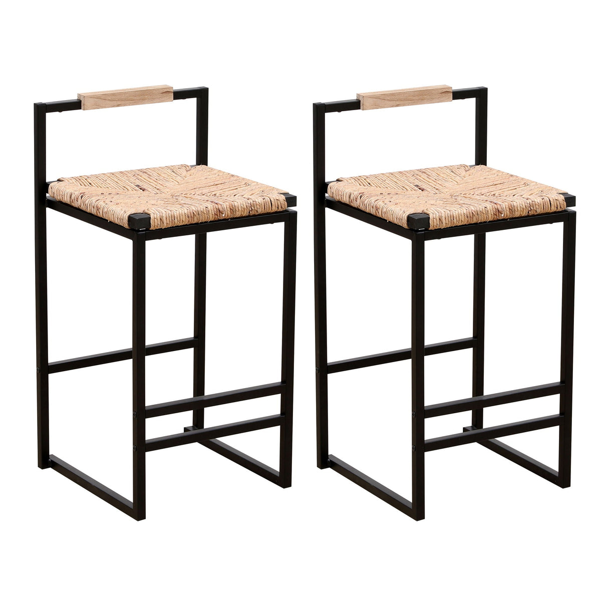 Water Hyacinth Woven Bar Stools With Back Support